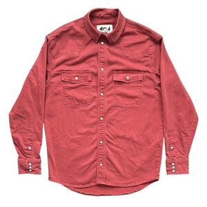 Schaefer Outfitter Western Denim Pearl Snap Shirt in Rust Red Men’s Medium $100